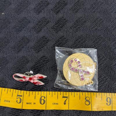 Lot 6 pink ribbon breast cancer awareness pins