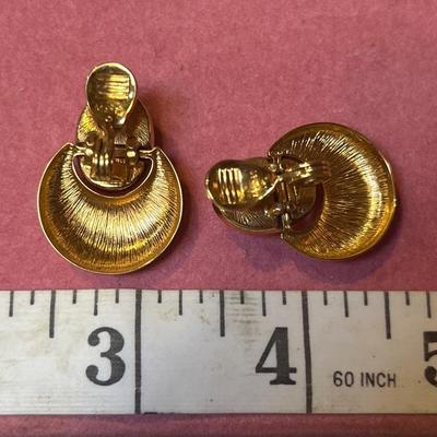 Lot of 3 Vintage Signed Monet Gold Tone Clip on Earrings