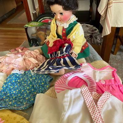VINTAGE IDEAL DOLL WITH MANY OUTFITS