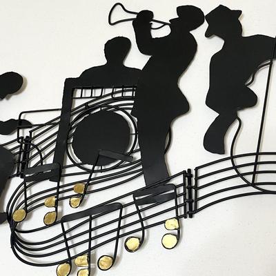 Vintage Jere Style ~ Hanging Metal Trifold Jazz Wall Sculpture
