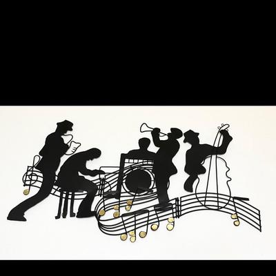 Vintage Jere Style ~ Hanging Metal Trifold Jazz Wall Sculpture