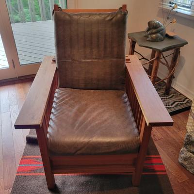 Mission Style Reclining Chair and Footstool (GR-DW)