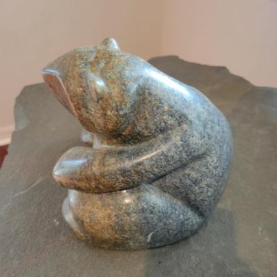 Olivier Carved Stone Bear Sculpture (GR-DW)
