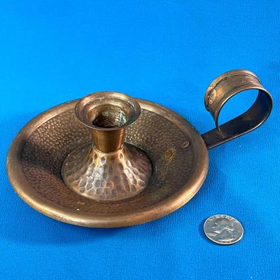 MADE IN UTAH HAMMERED COPPER CANDLE HOLDER WITH HANDLE