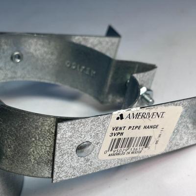 GALVANIZED METAL UNUSED VENT PIPE HANGERS X 2