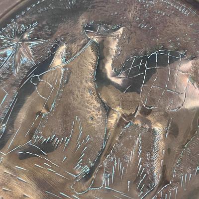 COOL COPPER DECORATIVE PLATTER BEDOUIN WITH CAMEL SCENE