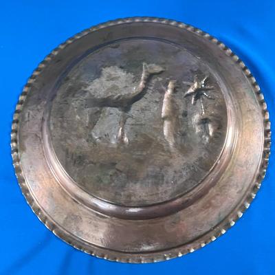 COOL COPPER DECORATIVE PLATTER BEDOUIN WITH CAMEL SCENE