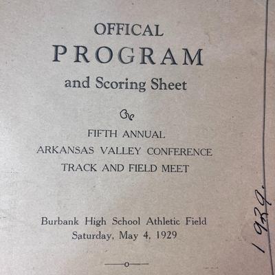 YEAR 1929 TRACK AND FIELD PROGRAM, SCORING CARD