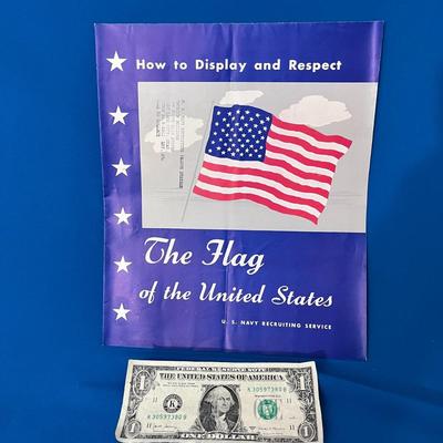 FOLD OUT POSTER U.S. FLAG DISPLAY AND RESPECT c. 1961