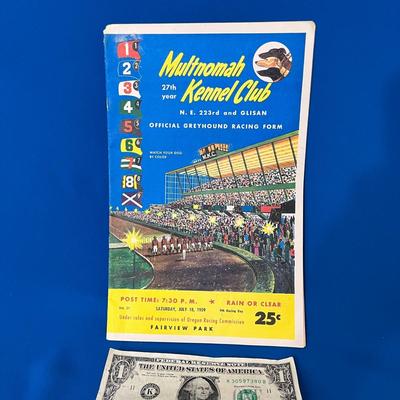 YEAR 1959 RACE PROGRAM MULTNOMAH KENNEL CLUB