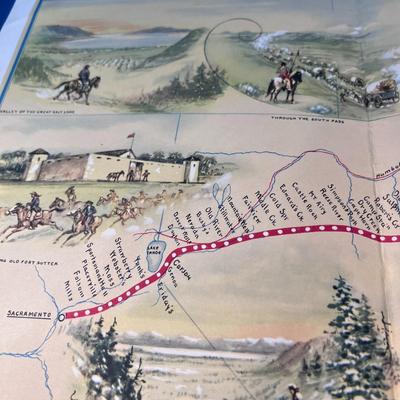 AUTOGRAPHED CHART PONY EXPRESS ROUTE SIGNED BY ACTOR IN TV SERIES 