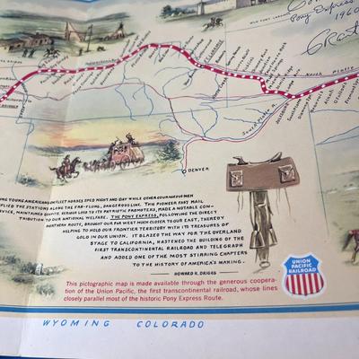 AUTOGRAPHED CHART PONY EXPRESS ROUTE SIGNED BY ACTOR IN TV SERIES 