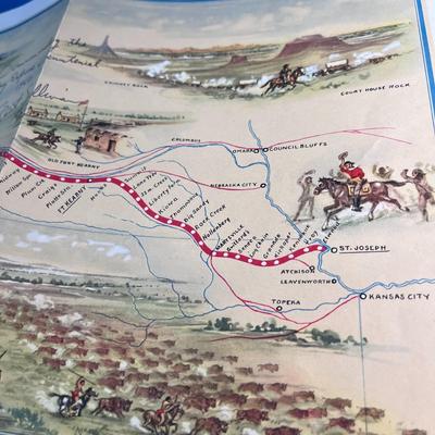 AUTOGRAPHED CHART PONY EXPRESS ROUTE SIGNED BY ACTOR IN TV SERIES 