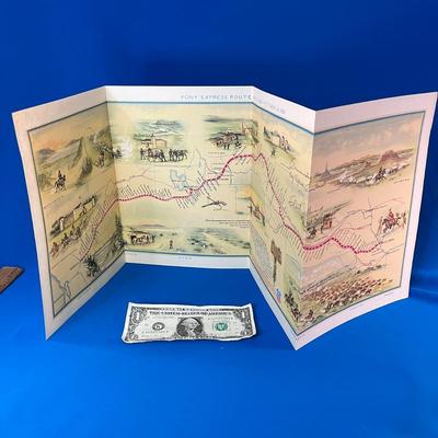 AUTOGRAPHED CHART PONY EXPRESS ROUTE SIGNED BY ACTOR IN TV SERIES 