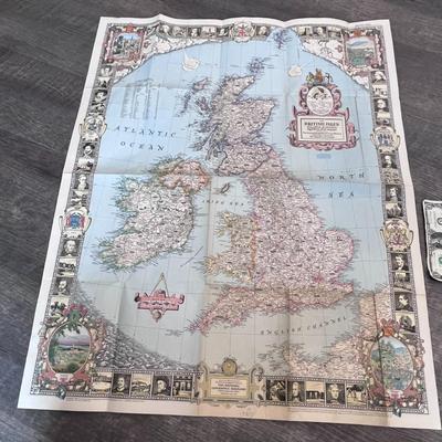 WONDERFUL 1949 BRITISH ISLES MAP BY NATIONAL GEOGRAPHIC