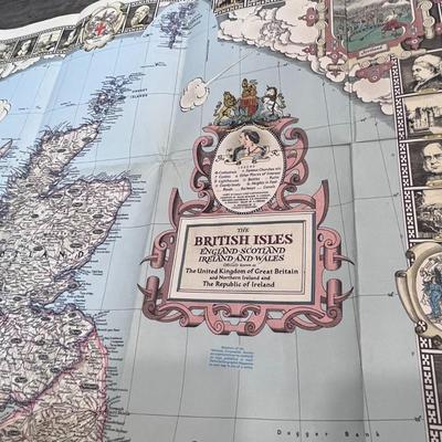 WONDERFUL 1949 BRITISH ISLES MAP BY NATIONAL GEOGRAPHIC