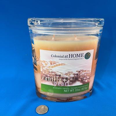 BIG â€œCOLONIAL AT HOMEâ€ VANILLA + PEARL CANDLE UNUSED