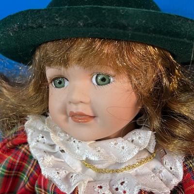 â€œSEPTEMBERâ€ BISQUE OLD-FASHIONED DOLL w/SCHOOL BOOK, BIRTHSTONE NECKLACE