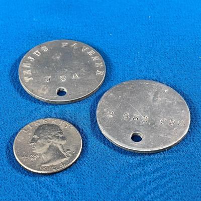 VINTAGE WWI USA ROUND DOG TAGS X 2