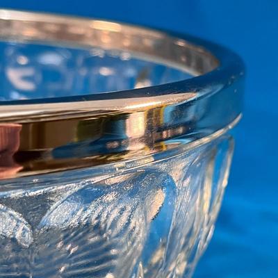 CRYSTAL SERVING BOWL WITH SILVER PLATED RIM