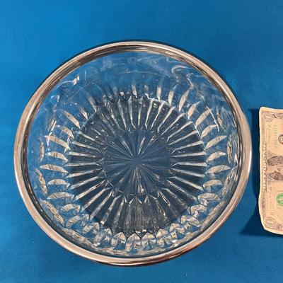 CRYSTAL SERVING BOWL WITH SILVER PLATED RIM