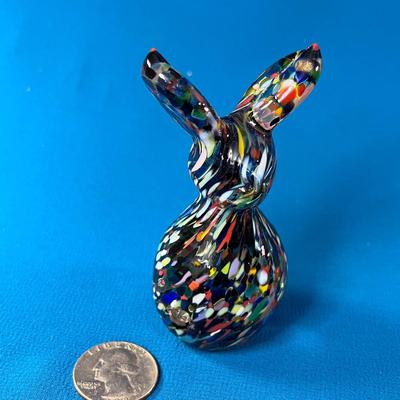 SPECKLED ART GLASS BUNNY RABBIT