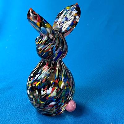 SPECKLED ART GLASS BUNNY RABBIT