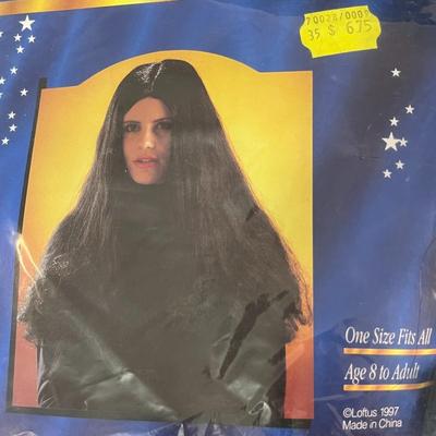 HALLOWEEN COSTUME LONG BLACK HAIR WIG NEW IN PACKAGE
