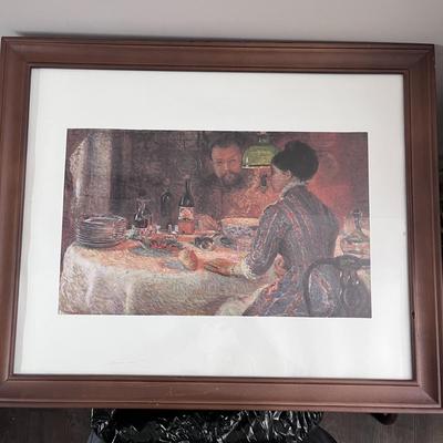 DINING COUPLE PRINT OF IMPRESSIONIST PAINTING BY MARIE BRACQUEMOND