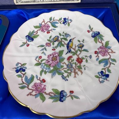 AYNSLEY ENGLAND LOVELY CHEESE SERVING SET KNIFE AND PLATE 