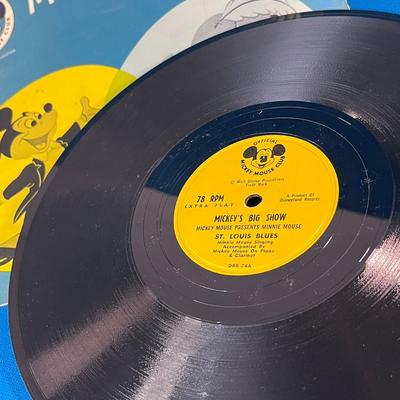 â€œMICKEYâ€™S BIG SHOWâ€ VINTAGE 78 rpm RECORD c. WALT DISNEY PRODUCTIONS