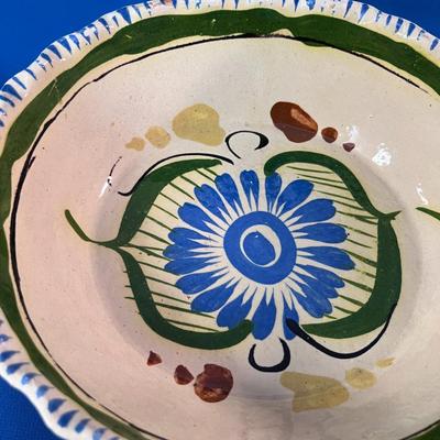 RUSTIC OLD MEXICO TALAVERA POTTERY BOWL HAND MADE, HAND PAINTED
