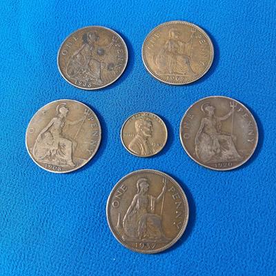 5 BRITISH PENNIES RANGE 1908-1962 4 MONARCHS