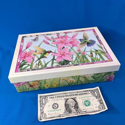 LOVELY FLORAL, HUMMINGBIRD STATIONERY BOX 