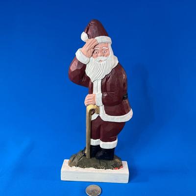 FUNNY CARVED PAINTED SANTA FIGURE
