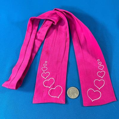 VINTAGE PURPLE SILK LADIES SCARF TIE PAINTED HEART SHAPES