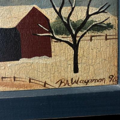 Ridge Hollow Folk Art Game Board, Briarpatch Wooden Puzzle Signed Box, & Glass Dispenser -Lot 121