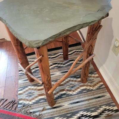 Rustic Wood and Slate Side Table (GR-DW)