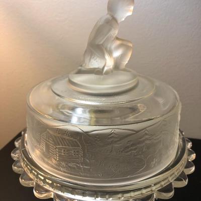 Two â€œWestward Hoâ€ Compotes Pioneer Frosted Glass -Lot 124