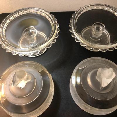 Two â€œWestward Hoâ€ Compotes Pioneer Frosted Glass -Lot 124