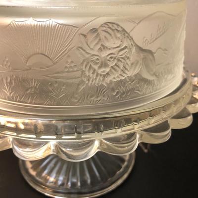 Two â€œWestward Hoâ€ Compotes Pioneer Frosted Glass -Lot 124