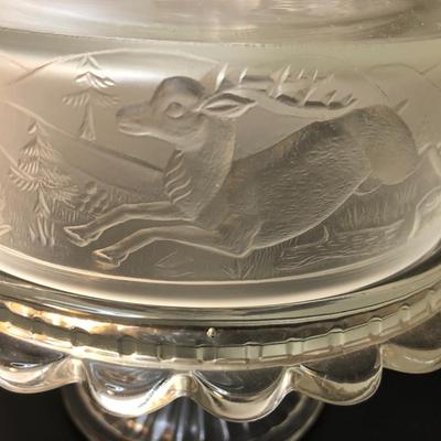 Two â€œWestward Hoâ€ Compotes Pioneer Frosted Glass -Lot 124