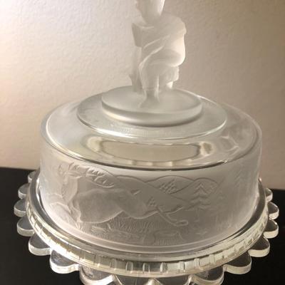 Two â€œWestward Hoâ€ Compotes Pioneer Frosted Glass -Lot 124