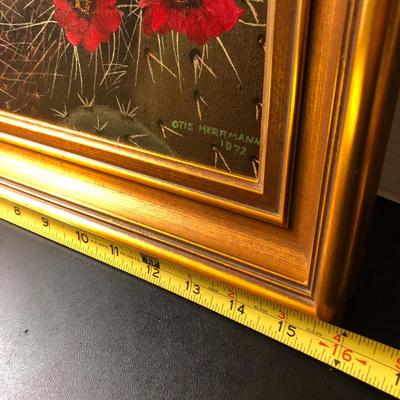 OTIS HERRMANN 1972 Oil on Canvas (Cacti Flowers) -Lot 130