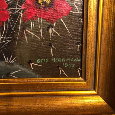OTIS HERRMANN 1972 Oil on Canvas (Cacti Flowers) -Lot 130