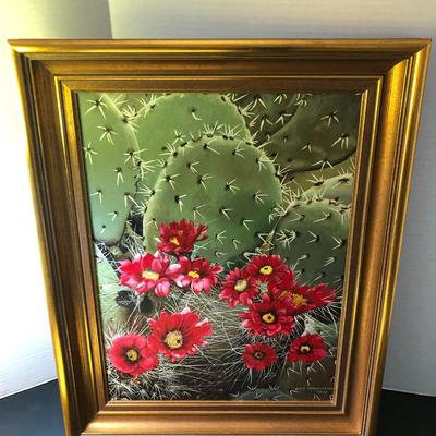 OTIS HERRMANN 1972 Oil on Canvas (Cacti Flowers) -Lot 130