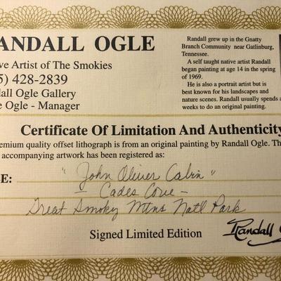 Winter Theme Decor: John Oliver Cabin COA Signed Lithograph, Village Salt Boxes & More -Lot 129