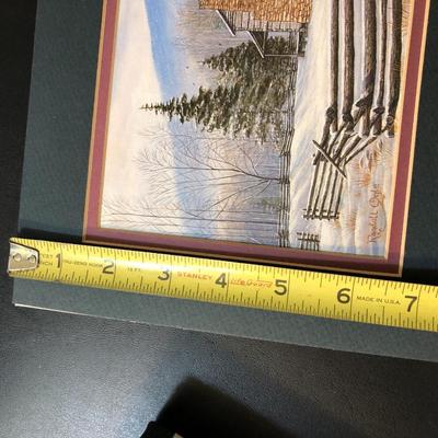 Winter Theme Decor: John Oliver Cabin COA Signed Lithograph, Village Salt Boxes & More -Lot 129