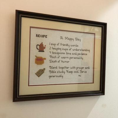 Two Handmade Cross Stitch Wall Hangings -Lot 136