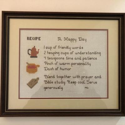 Two Handmade Cross Stitch Wall Hangings -Lot 136
